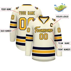 Khaki Gold-Navy Classic Hockey Jersey 2