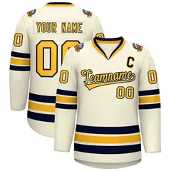 Khaki Gold-Navy Classic Hockey Jersey 1