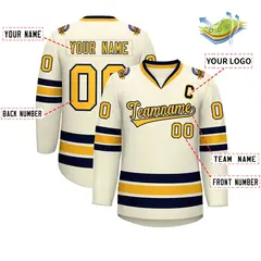 Khaki Gold-Navy Classic Hockey Jersey 2