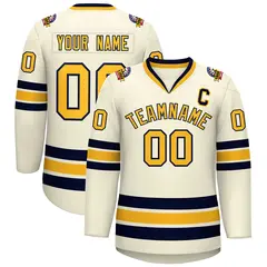 Khaki Gold-Navy Classic Hockey Jersey 1