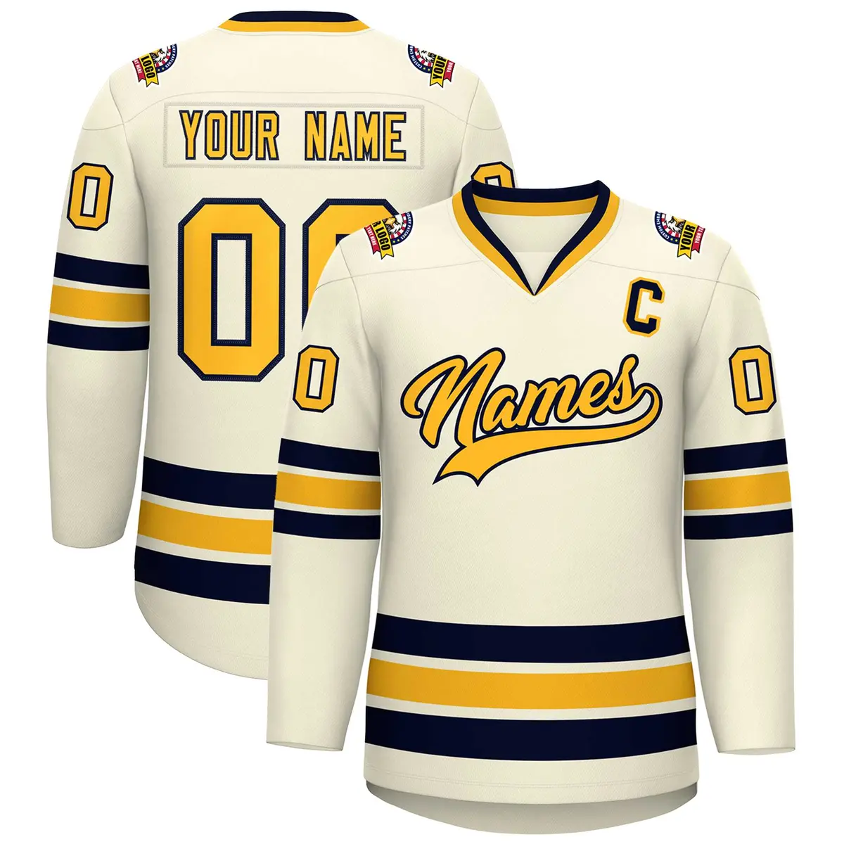 Khaki Gold-Navy Classic Hockey Jersey