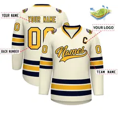 Khaki Gold-Navy Classic Hockey Jersey 2