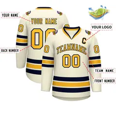 Khaki Gold-Navy Classic Hockey Jersey 2