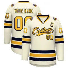 Khaki Gold-Navy Classic Hockey Jersey 1