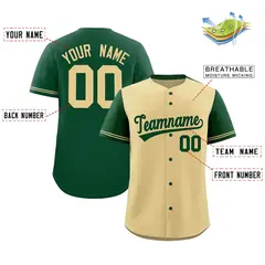 Khaki Green Color Block Raglan Sleeves Baseball Jersey 2