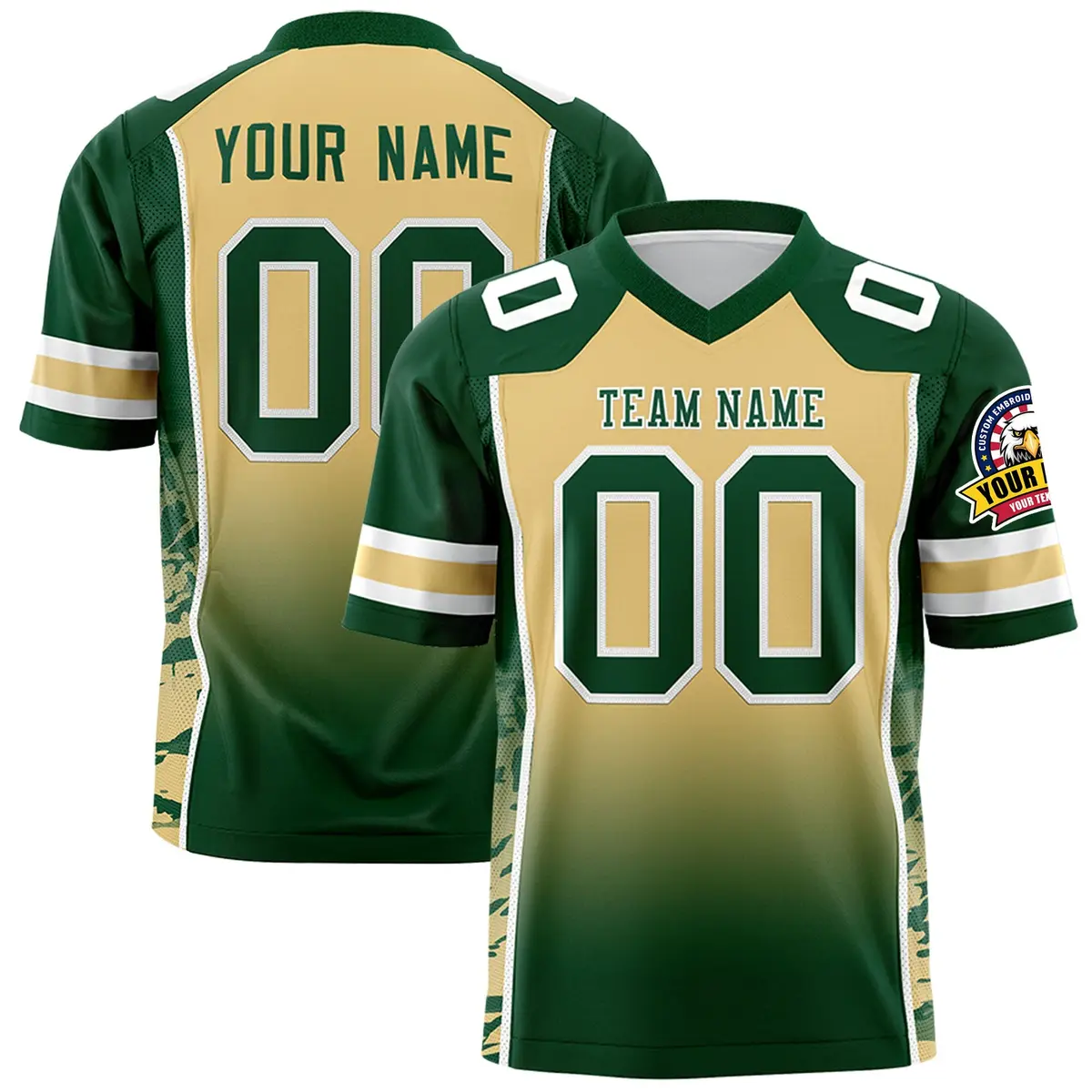 Khaki Green Gradient Side Pattern Authentic Football Jersey
