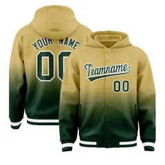 Khaki Green Gradient Varsity Full-Snap Letterman Jacket Hoodie 1