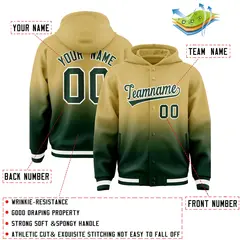 Khaki Green Gradient Varsity Full-Snap Letterman Jacket Hoodie 4