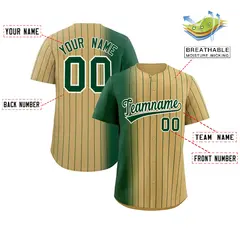 Khaki Green Pinstripe Gradient Baseball Jersey 2