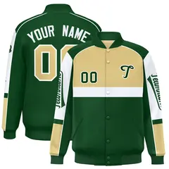 Khaki Green Raglan Sleeves Varsity Letterman Jacket 1