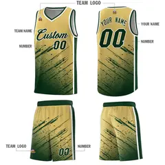 Khaki Green Splash Basketball Uniforms for School 5