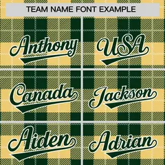 Khaki Green-White Plaid Varsity Letterman Baseball Jacket 3