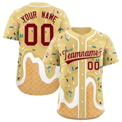 Khaki Ice Cream Cone Graffiti Fashion Baseball Jersey