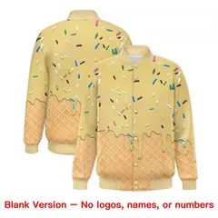 Khaki Ice Cream Cone Graffiti Full-Snap Varsity Letterman Jacket 7