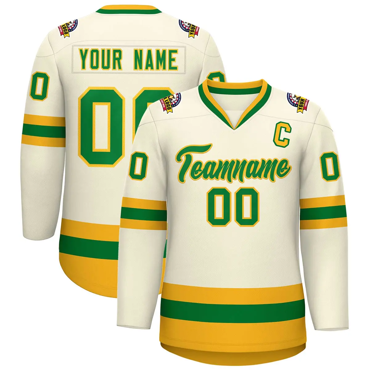 Khaki Kelly Green-Gold Classic Hockey Jersey