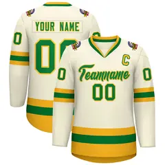 Khaki Kelly Green-Gold Classic Hockey Jersey 1