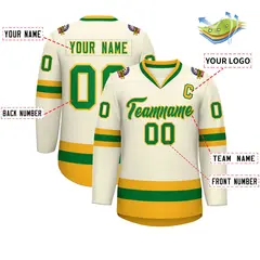 Khaki Kelly Green-Gold Classic Hockey Jersey 2