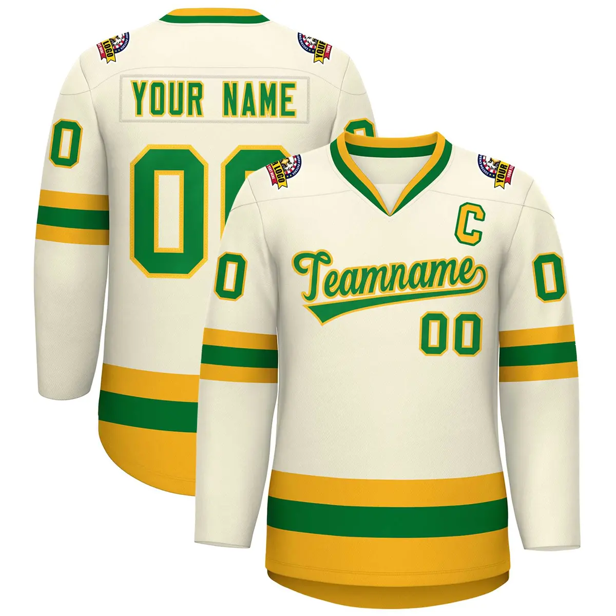 Khaki Kelly Green-Gold Classic Hockey Jersey