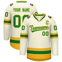 Khaki Kelly Green-Gold Classic Hockey Jersey 1