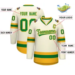 Khaki Kelly Green-Gold Classic Hockey Jersey 2