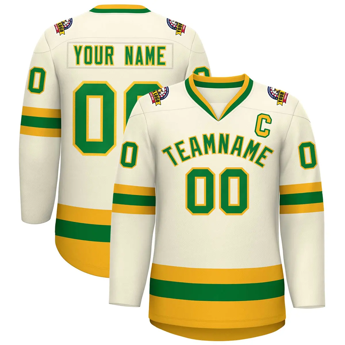 Khaki Kelly Green-Gold Classic Hockey Jersey