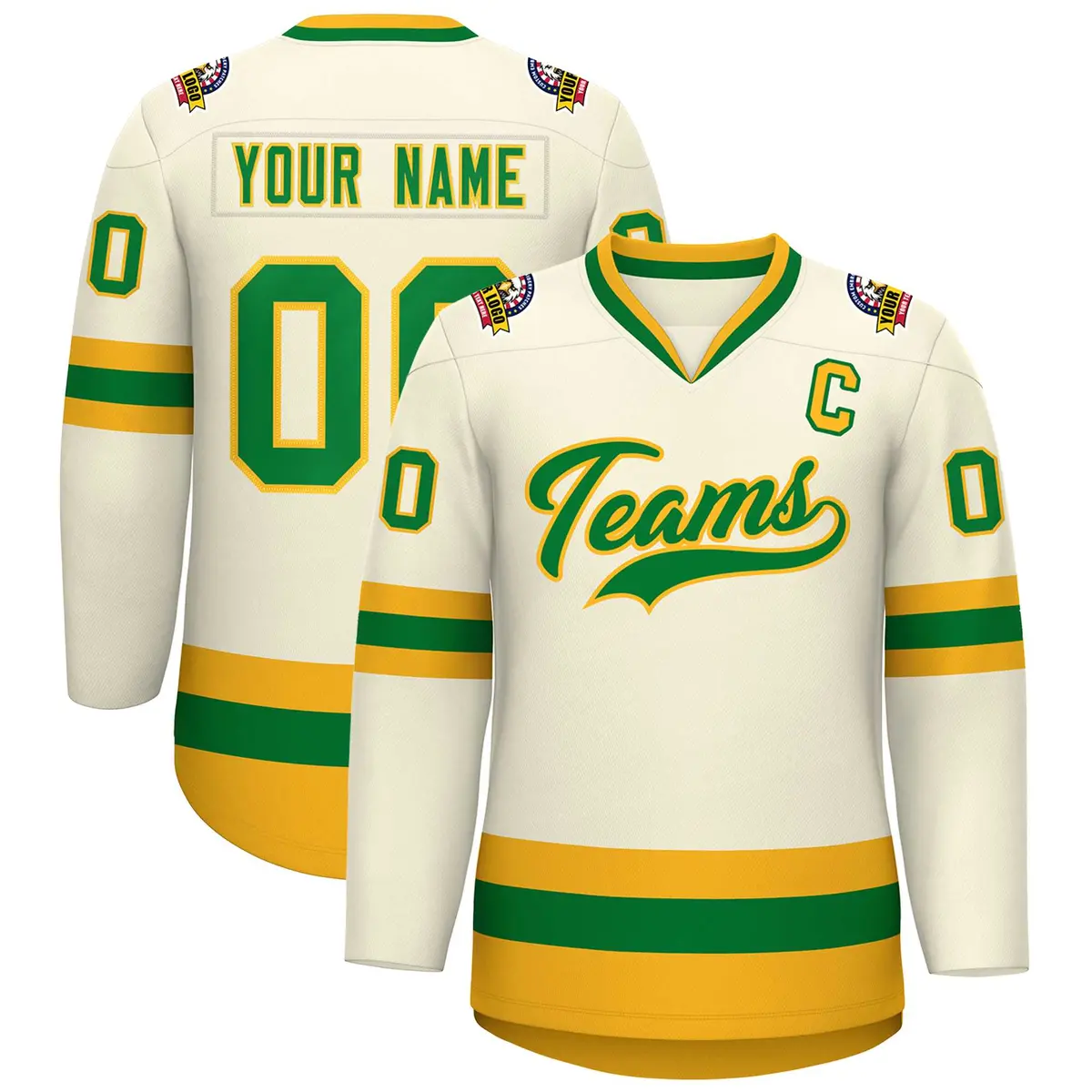 Khaki Kelly Green-Gold Classic Hockey Jersey