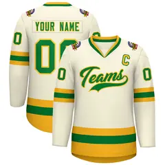 Khaki Kelly Green-Gold Classic Hockey Jersey 1