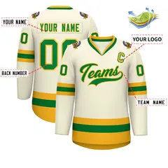 Khaki Kelly Green-Gold Classic Hockey Jersey 2