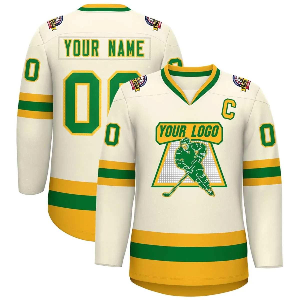 Khaki Kelly Green-Gold Classic Hockey Jersey