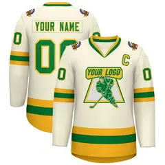 Khaki Kelly Green-Gold Classic Hockey Jersey 1