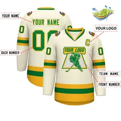Khaki Kelly Green-Gold Classic Hockey Jersey 2