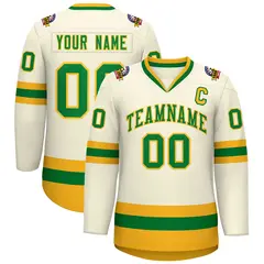 Khaki Kelly Green-Gold Classic Hockey Jersey