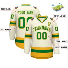 Khaki Kelly Green-Gold Classic Hockey Jersey 2