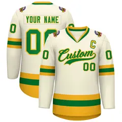 Khaki Kelly Green-Gold Classic Hockey Jersey 1