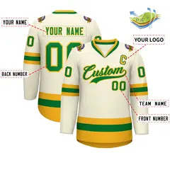 Khaki Kelly Green-Gold Classic Hockey Jersey 2