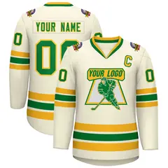 Khaki Kelly Green-Gold Classic Hockey Jersey 1