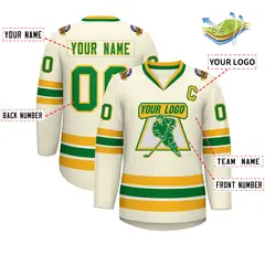 Khaki Kelly Green-Gold Classic Hockey Jersey 2