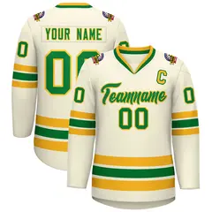 Khaki Kelly Green-Gold Classic Hockey Jersey 1