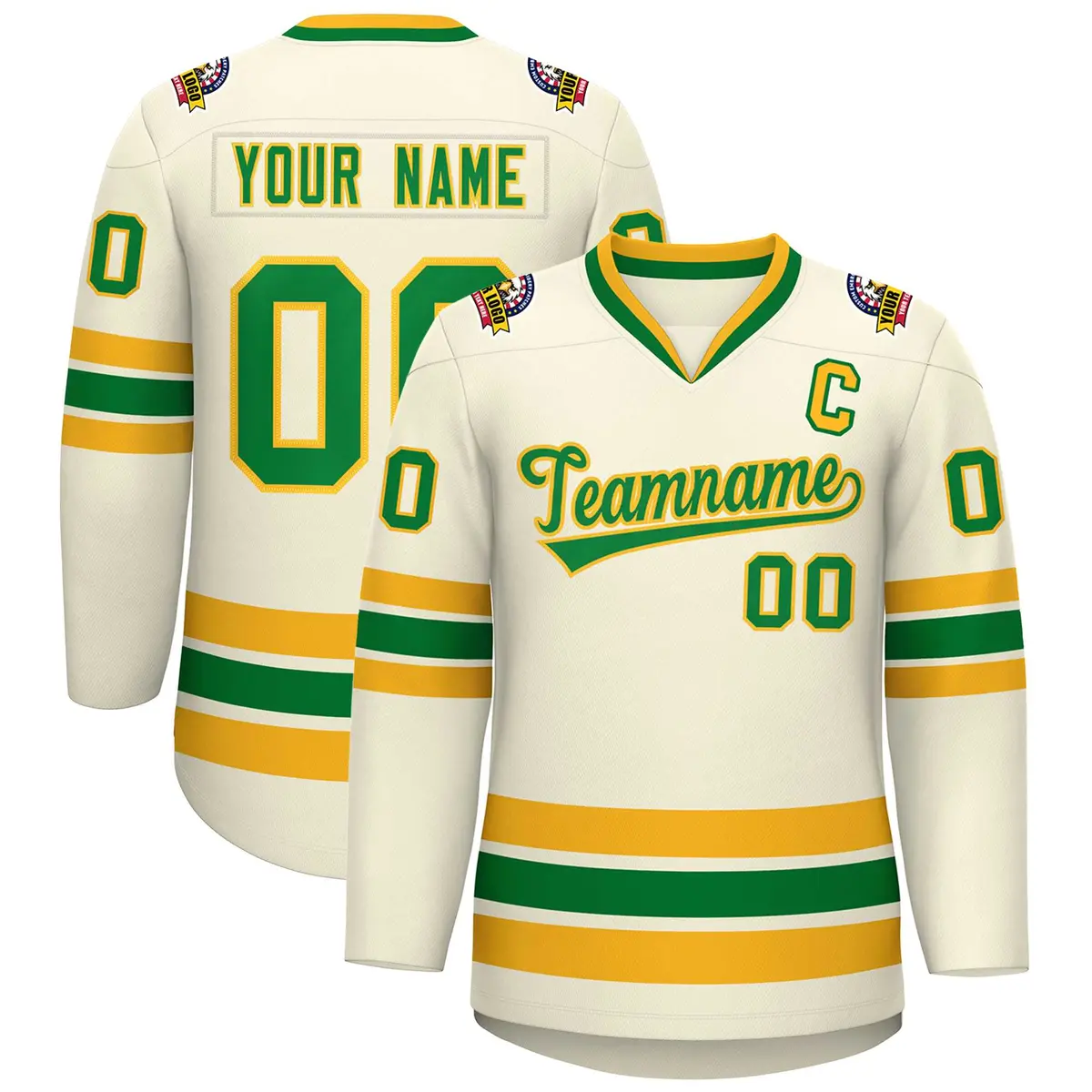 Khaki Kelly Green-Gold Classic Hockey Jersey