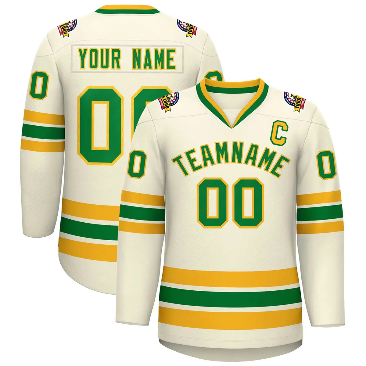 Khaki Kelly Green-Gold Classic Hockey Jersey