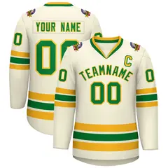 Khaki Kelly Green-Gold Classic Hockey Jersey 1