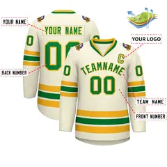 Khaki Kelly Green-Gold Classic Hockey Jersey 2