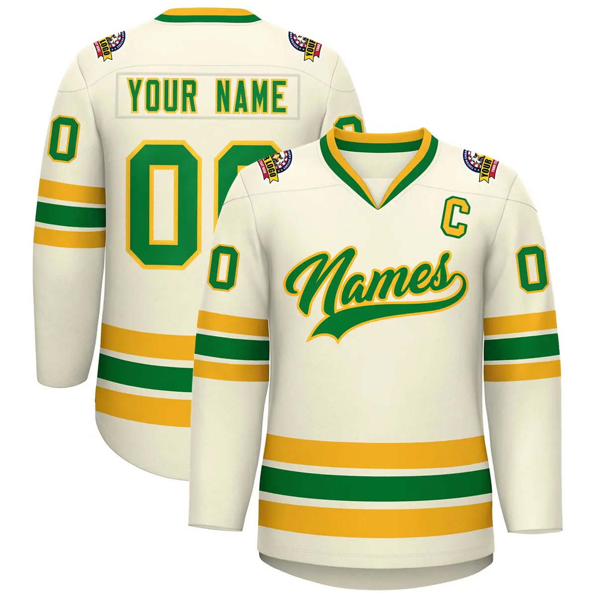 Khaki Kelly Green-Gold Classic Hockey Jersey