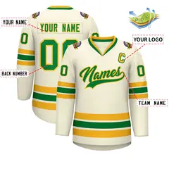 Khaki Kelly Green-Gold Classic Hockey Jersey 2