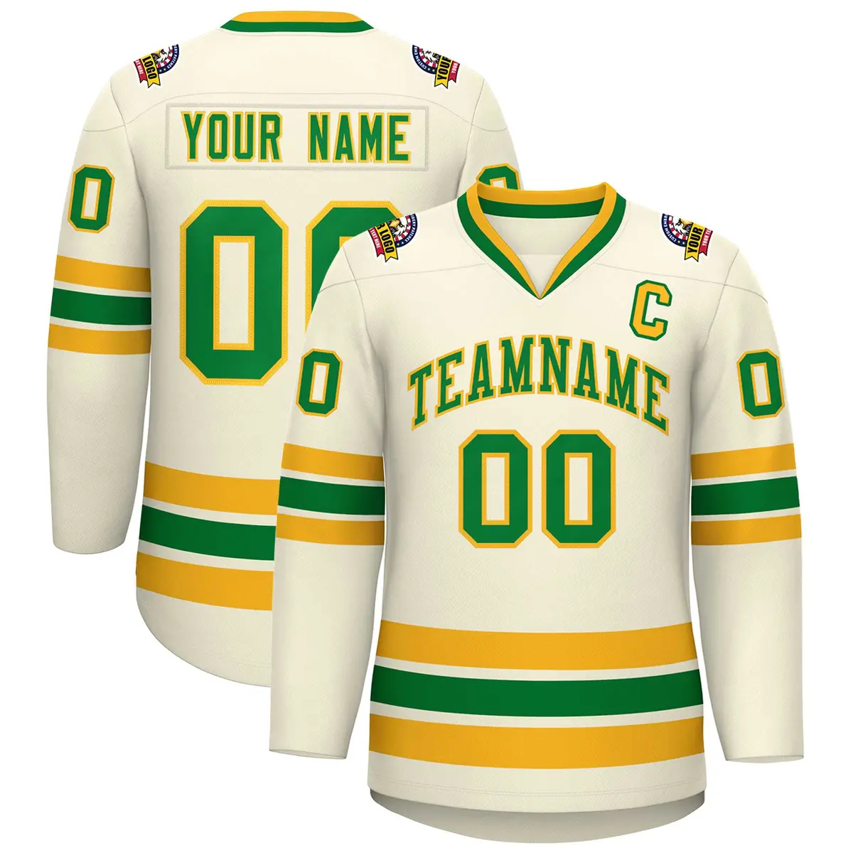Khaki Kelly Green-Gold Classic Hockey Jersey