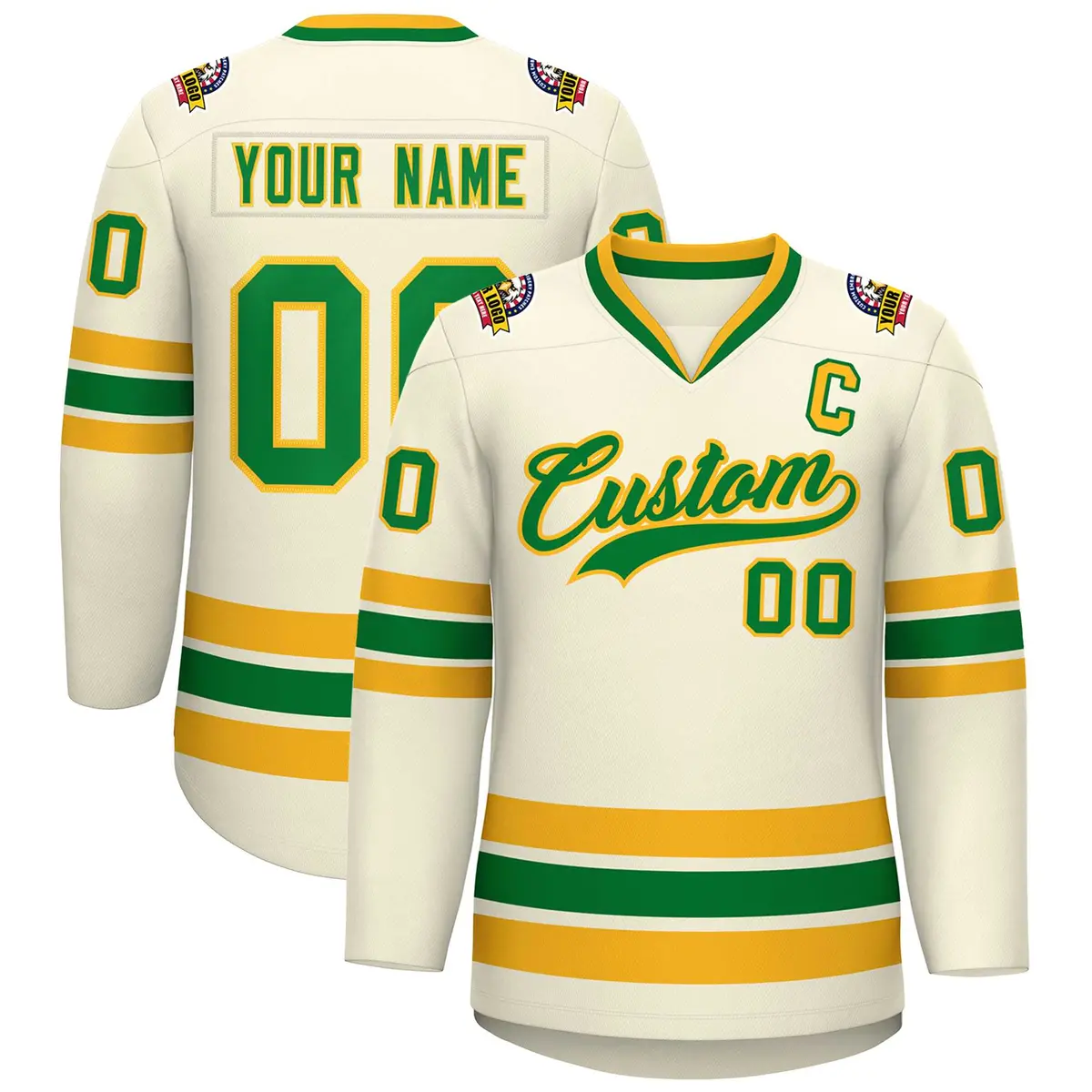 Khaki Kelly Green-Gold Classic Hockey Jersey