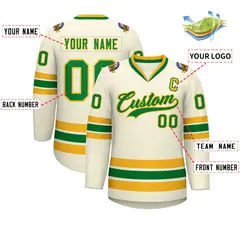 Khaki Kelly Green-Gold Classic Hockey Jersey 2