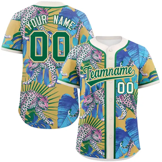 Khaki Leopard Graffiti Authentic Baseball Jersey
