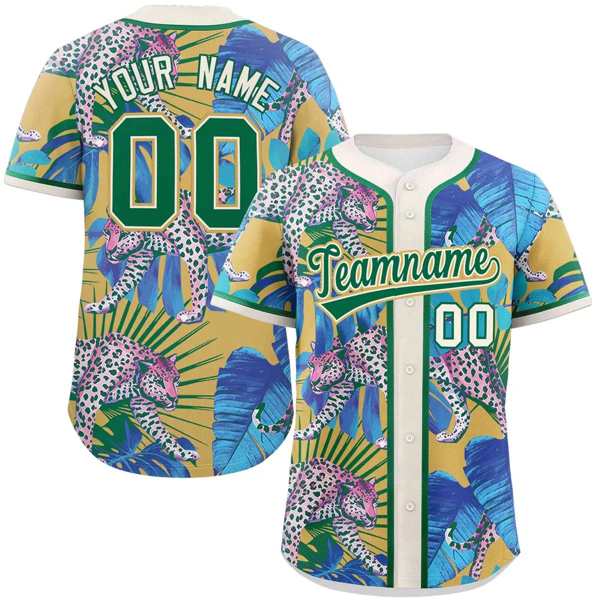 Khaki Leopard Graffiti Authentic Baseball Jersey
