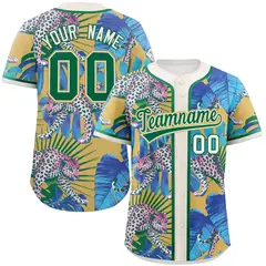 Khaki Leopard Graffiti Authentic Baseball Jersey